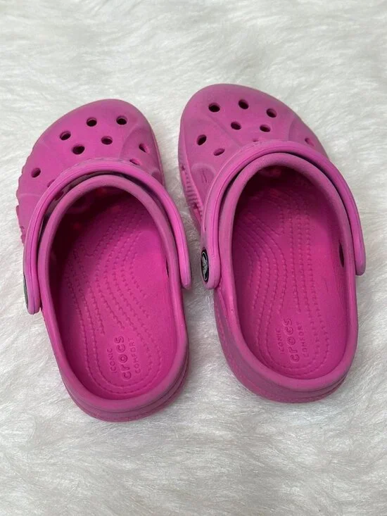 CROCS Clogs Little Kid 9 Two Pairs Hot Pink Purple Glitter - Picture 3 of 10